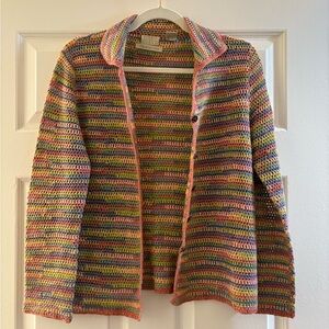 Sigrid Olsen Hand-Knit Rainbow Pink Cardigan Sweater